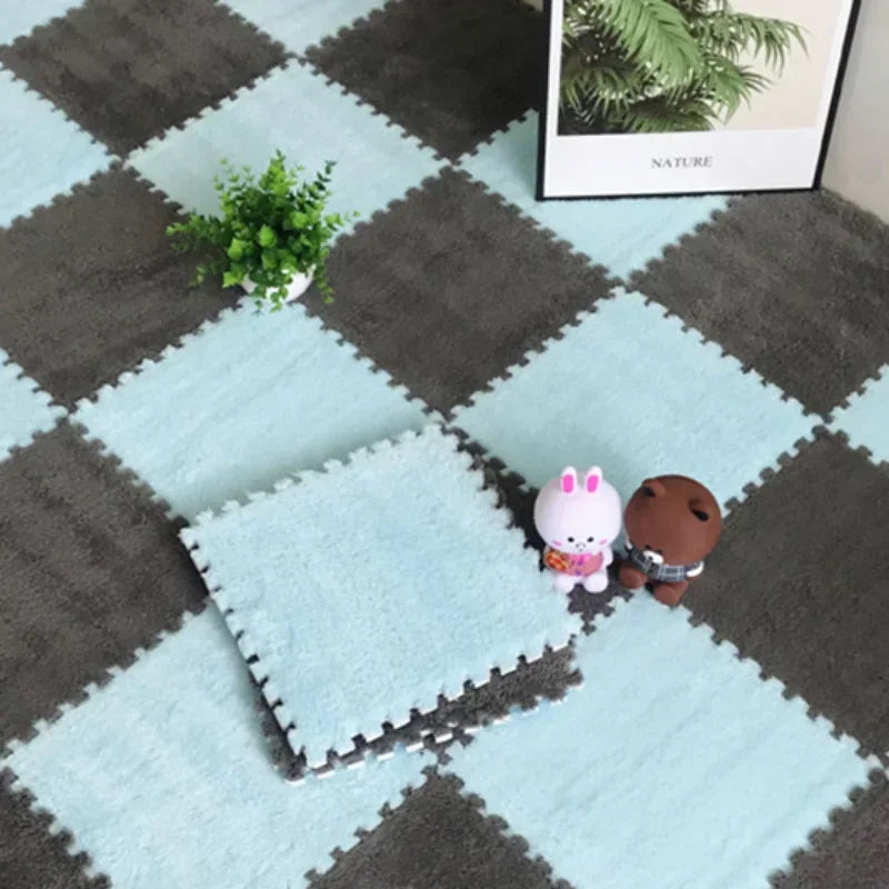 Tapis de Sol Enfant en Peluche Puzzle Doux pour Jeux et Décoration