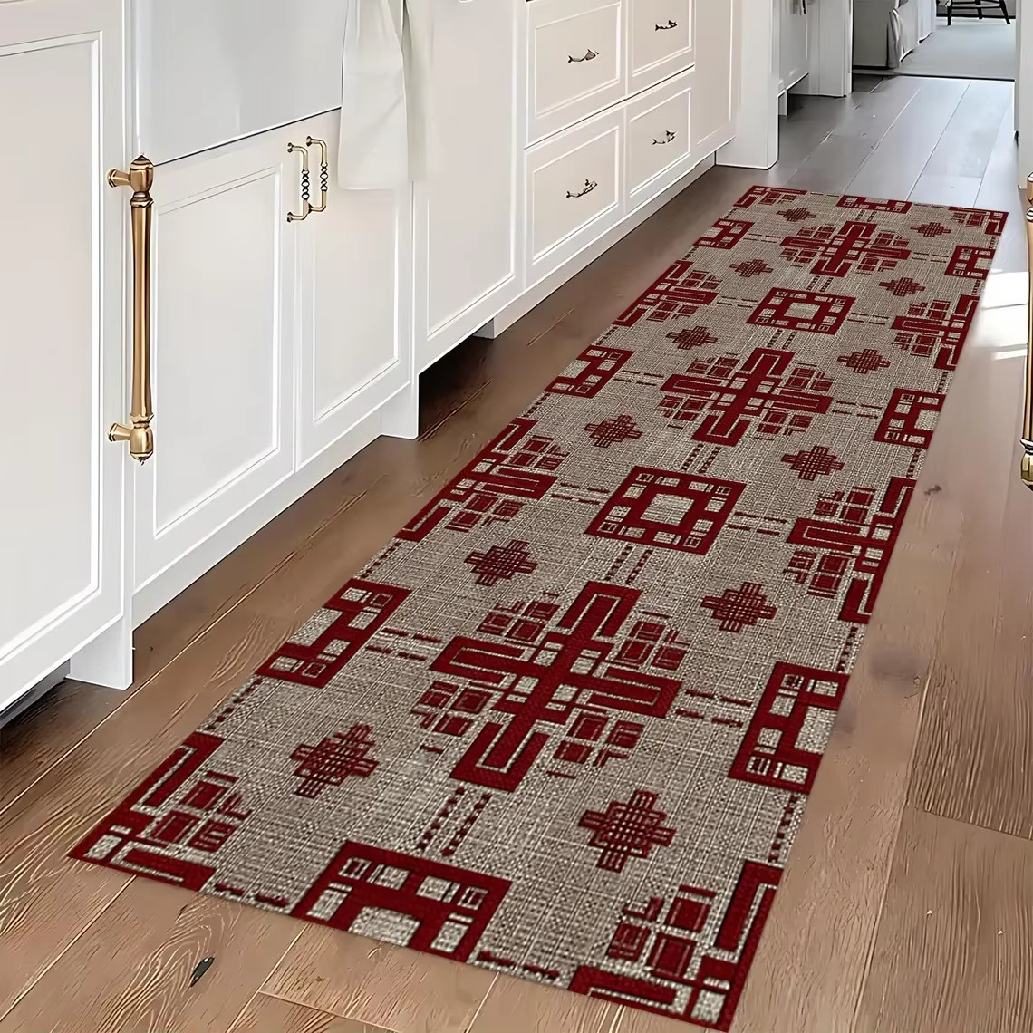 Tapis de couloir géométrique antidérapant pour cuisine et chambre