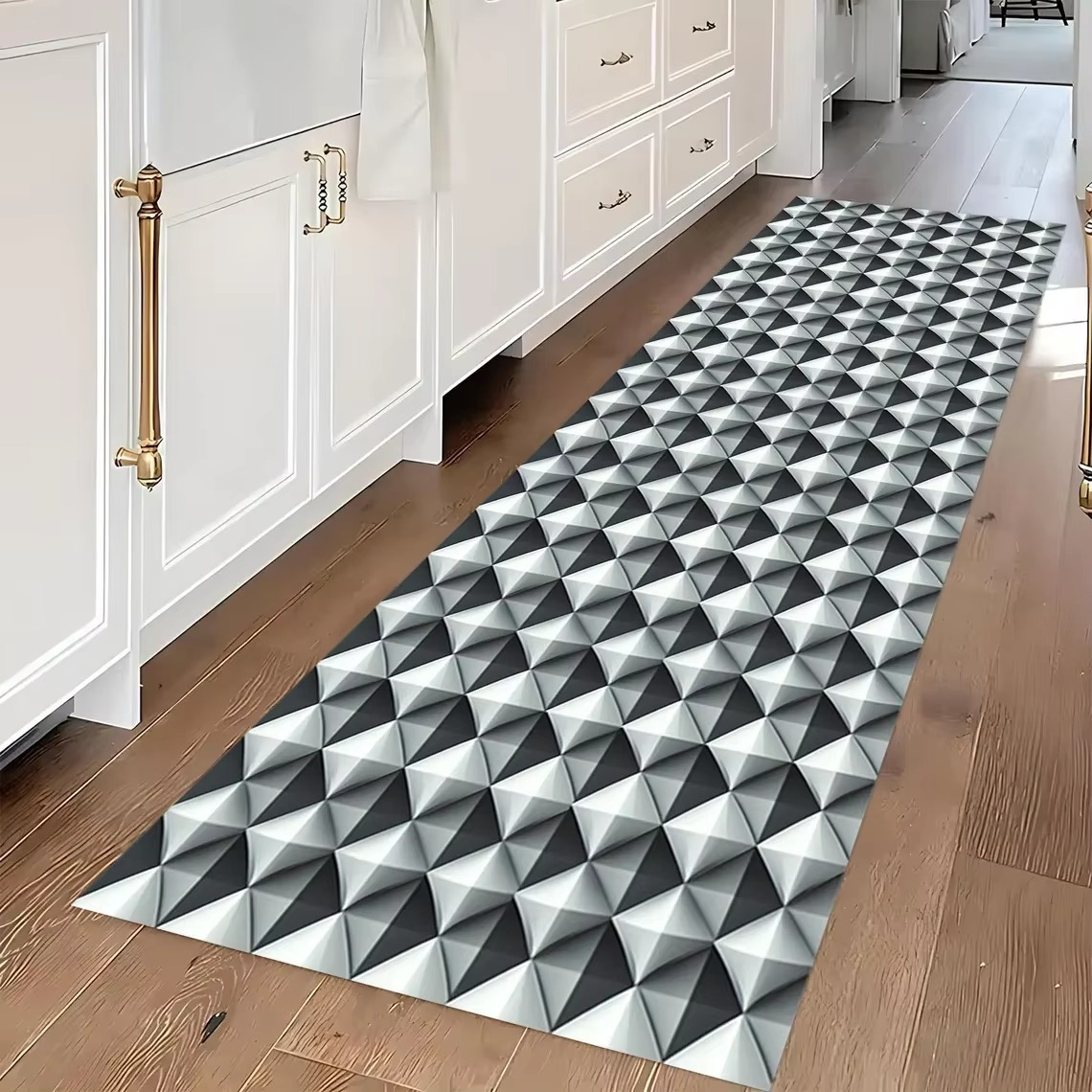 Tapis de couloir géométrique antidérapant pour cuisine et chambre