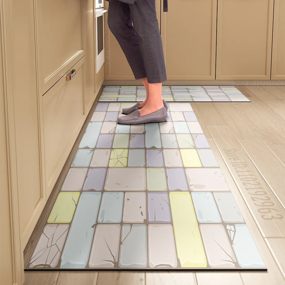 Tapis de Cuisine Long Imprimé Absorbant et Antidérapant