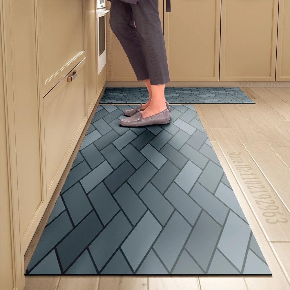 Tapis de Cuisine Long Imprimé Absorbant et Antidérapant