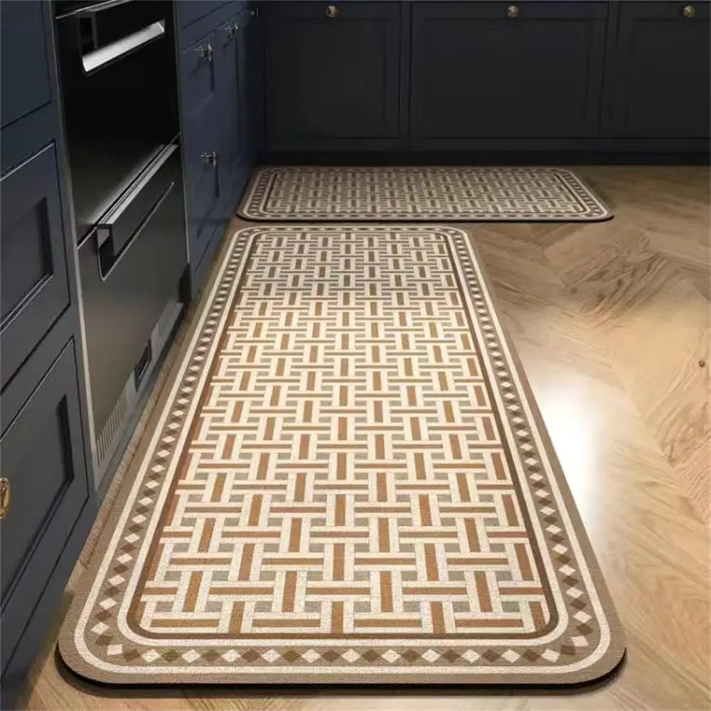 Tapis de Cuisine Long Style Rétro Antidérapant