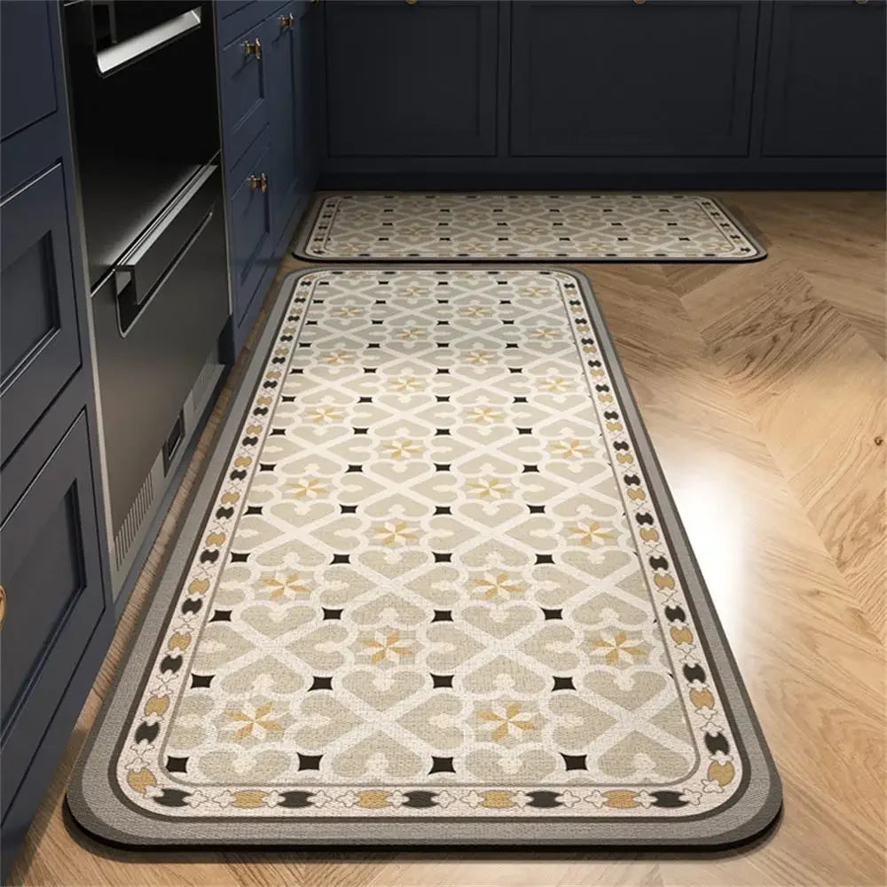 Tapis de Cuisine Long Style Rétro Antidérapant