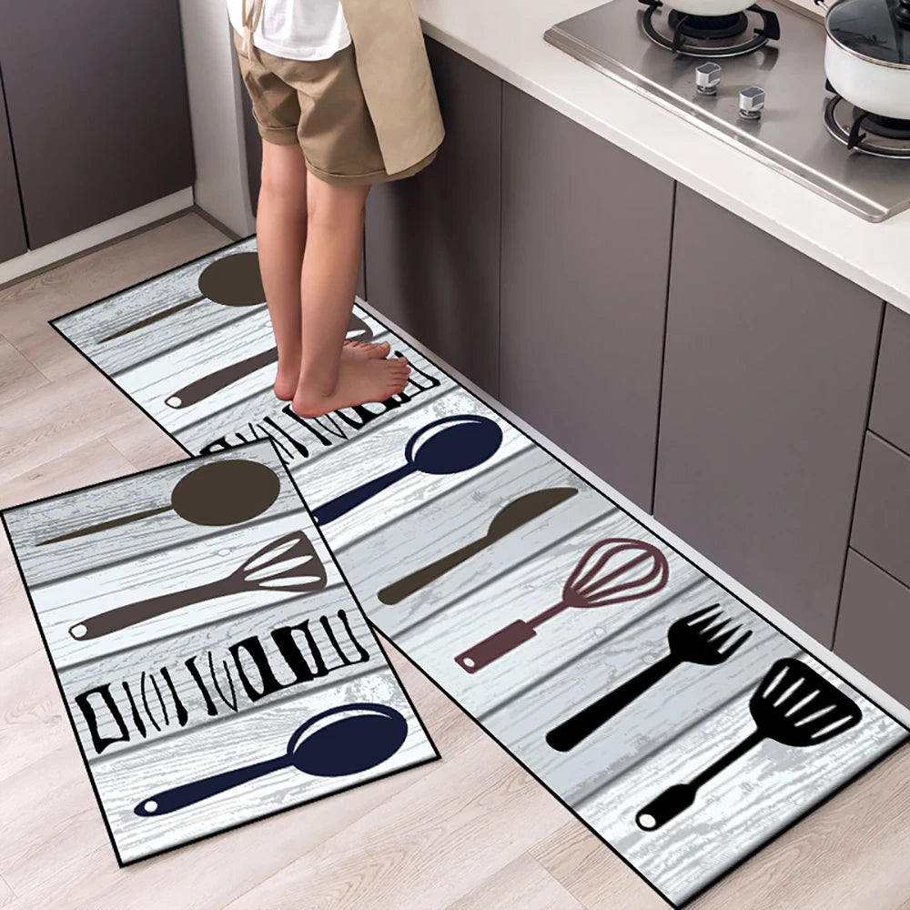 Tapis de Cuisine Minimaliste Imprimé Doux et Antidérapant