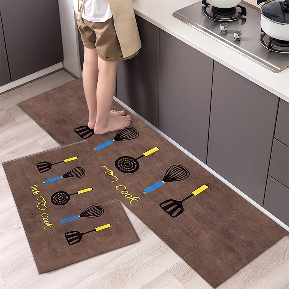 Tapis de Cuisine Minimaliste Imprimé Doux et Antidérapant