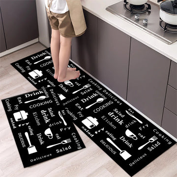 Tapis de Cuisine Minimaliste Imprimé Doux et Antidérapant