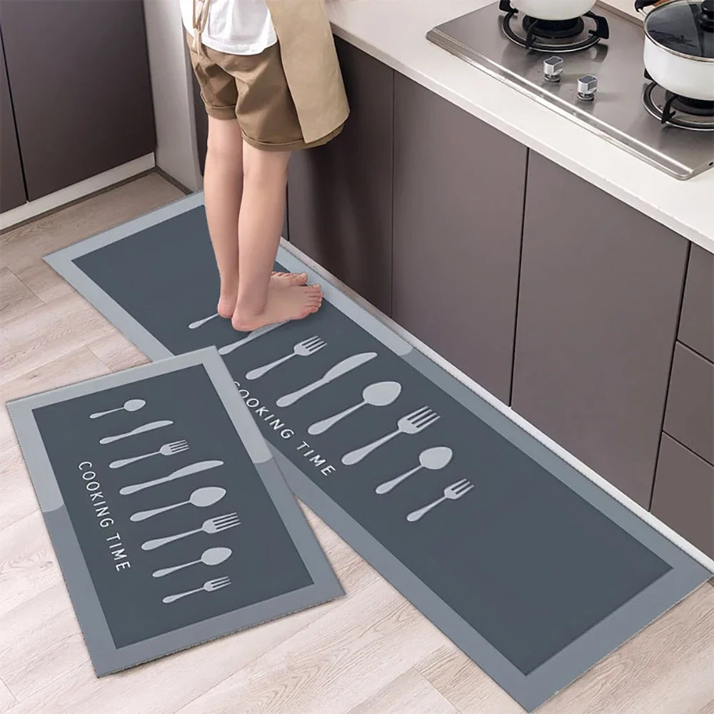 Tapis de Cuisine Minimaliste Imprimé Doux et Antidérapant