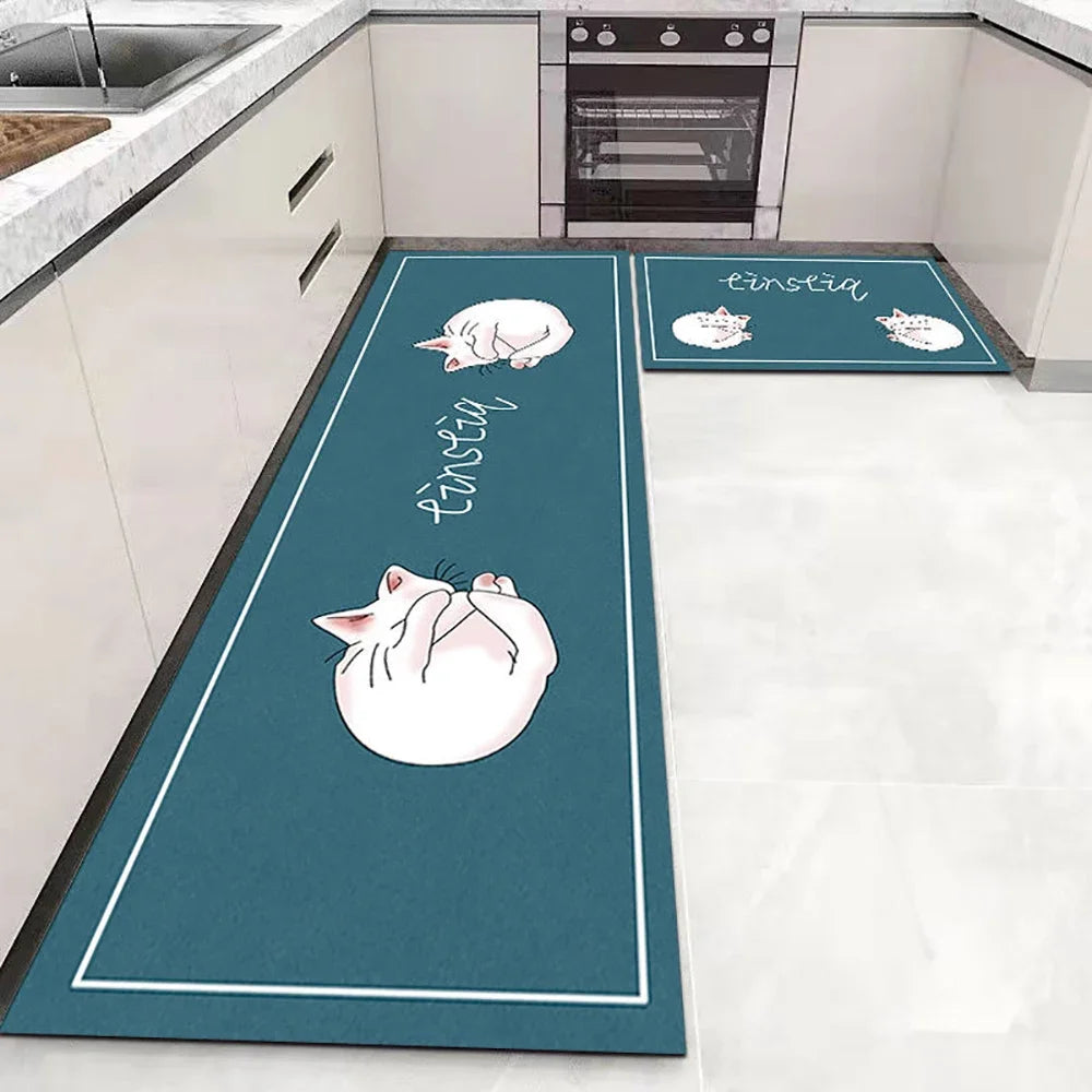 Tapis de Cuisine Minimaliste Imprimé Doux et Antidérapant
