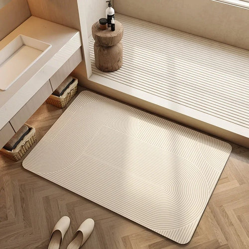 Tapis de Salle de Bain Rectangulaire à Séchage Rapide Antidérapant