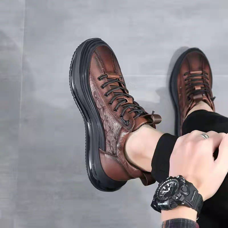 Baskets Elegance 3D en Cuir pour Homme