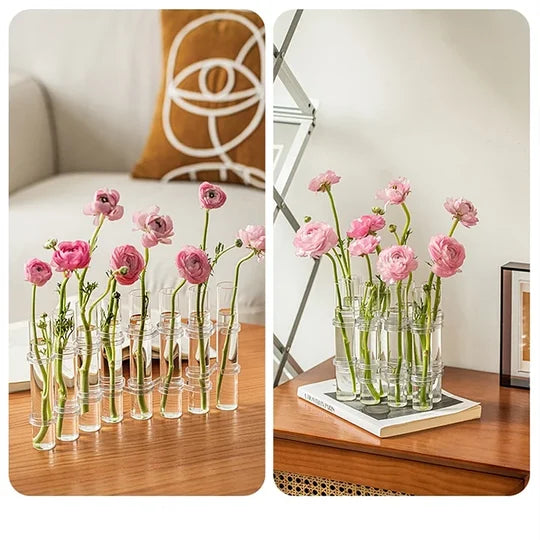 Vase Ajustable en Verre Transparent pour Décoration