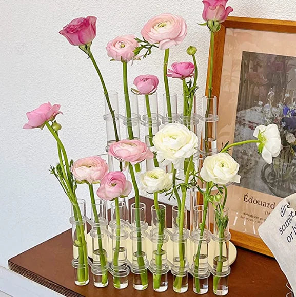 Vase Ajustable en Verre Transparent pour Décoration