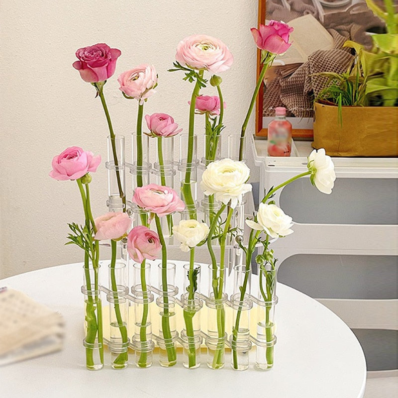 Vase Ajustable en Verre Transparent pour Décoration