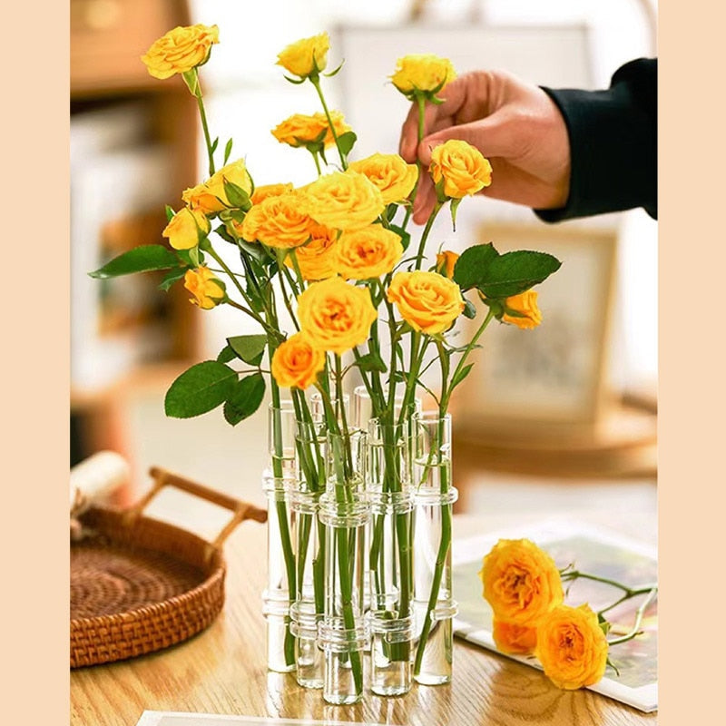 Vase Ajustable en Verre Transparent pour Décoration