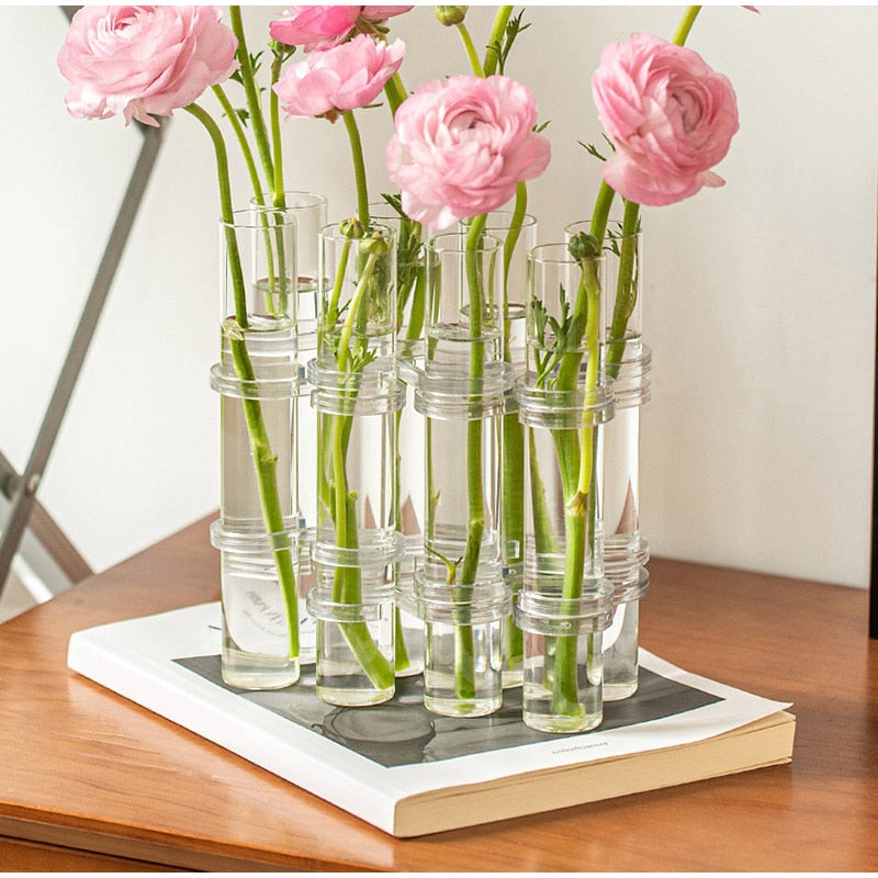 Vase Ajustable en Verre Transparent pour Décoration