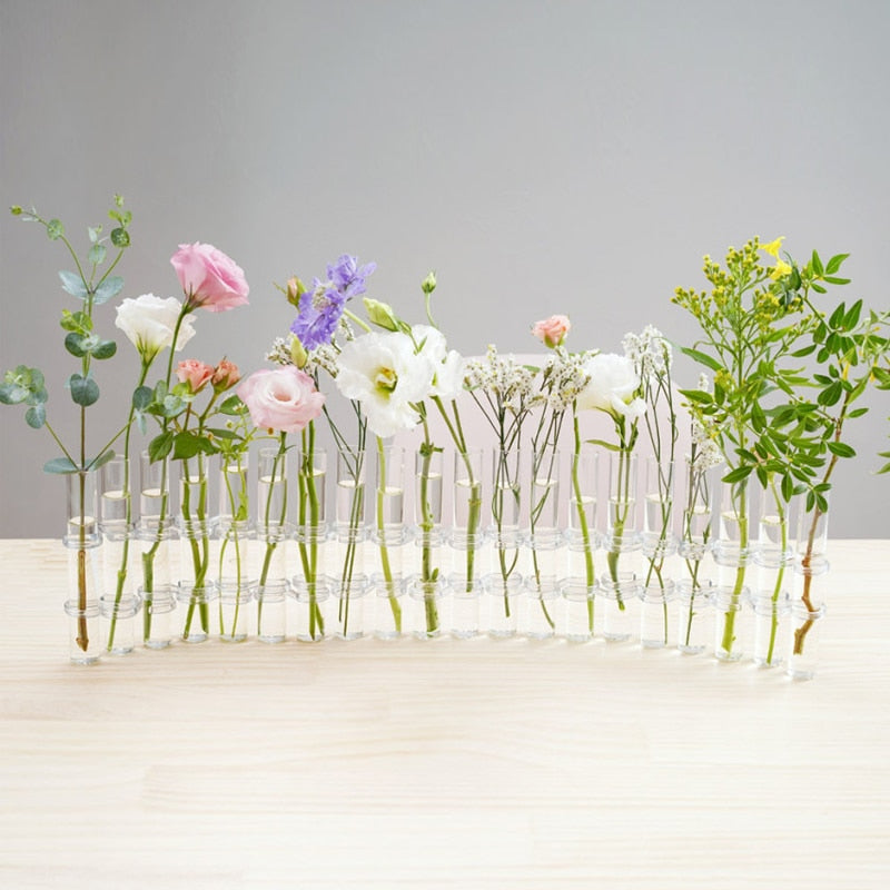 Vase Ajustable en Verre Transparent pour Décoration