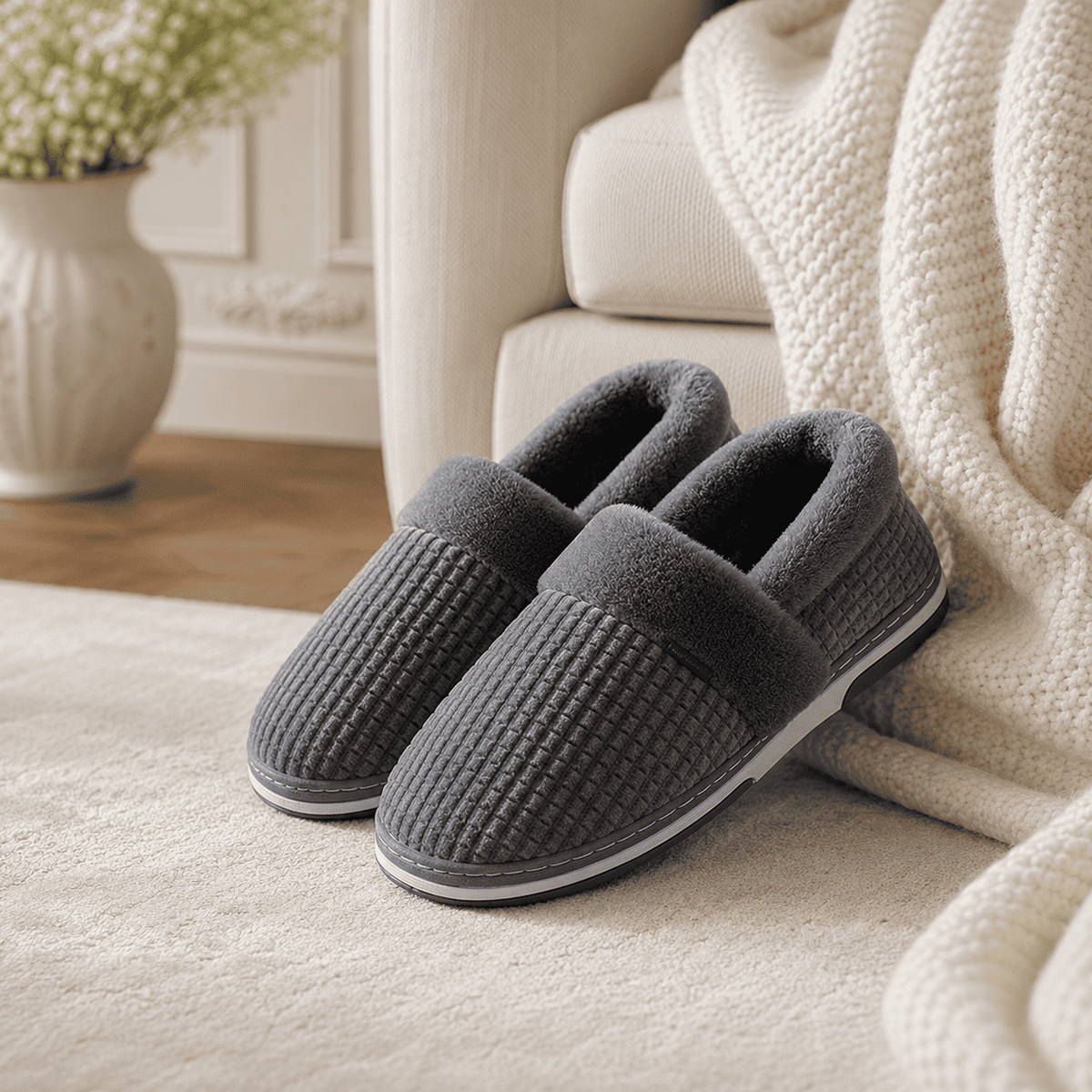 Chaussons Anatomiques Chauds et Antidérapants pour l’Hiver