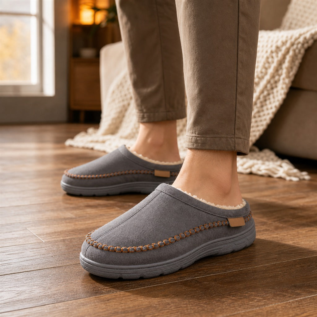Chaussons Homme Peluche Effet Daim 4