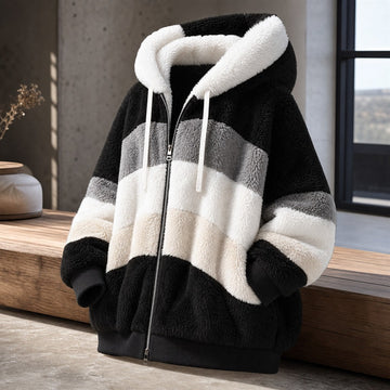Veste Oversize Femme Peluche à Capuche Hiver 1
