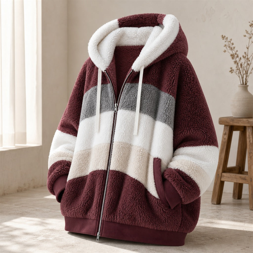 Veste Oversize Femme Peluche à Capuche Hiver 6