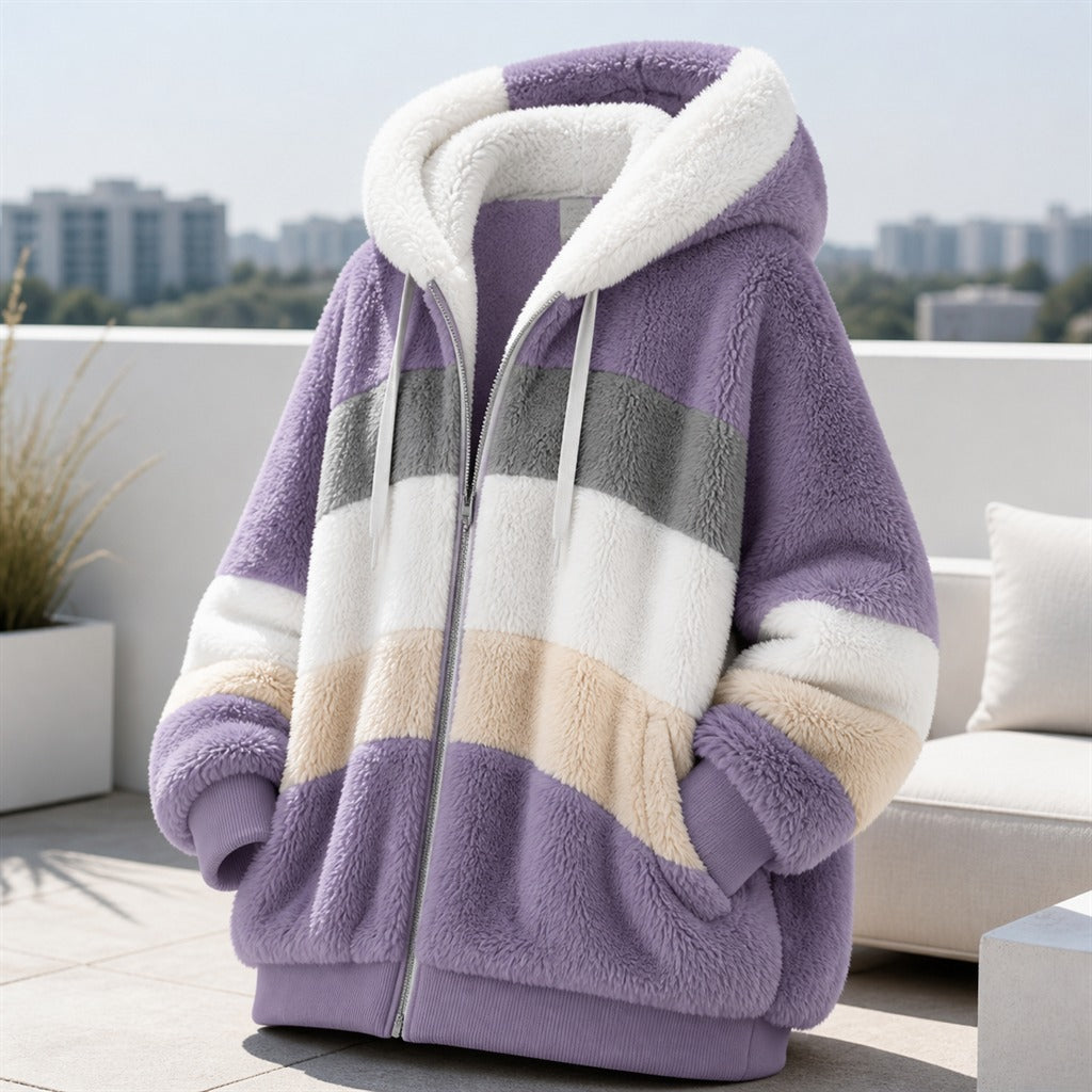Veste Oversize Femme Peluche à Capuche Hiver 7