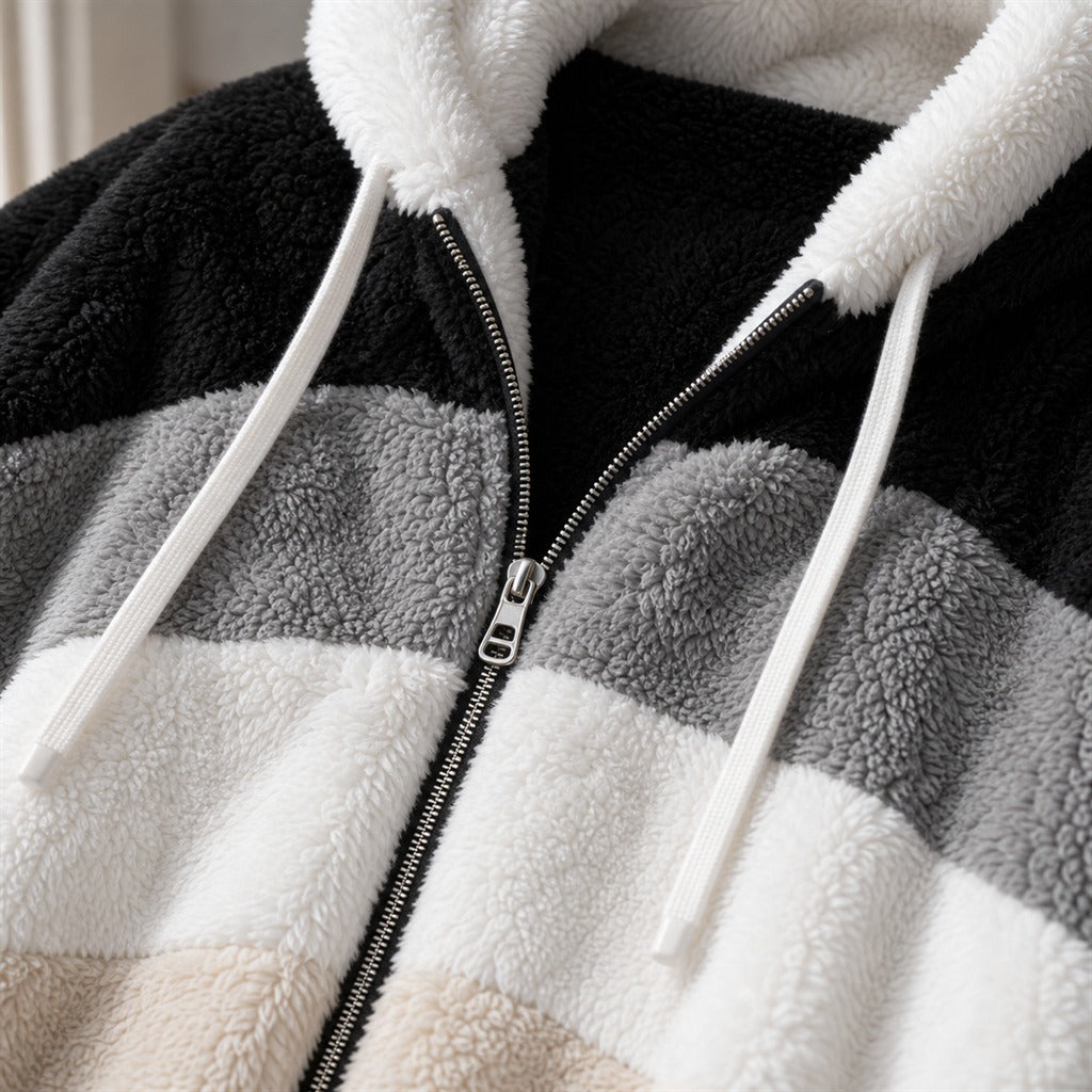 Veste Oversize Femme Peluche à Capuche Hiver 9