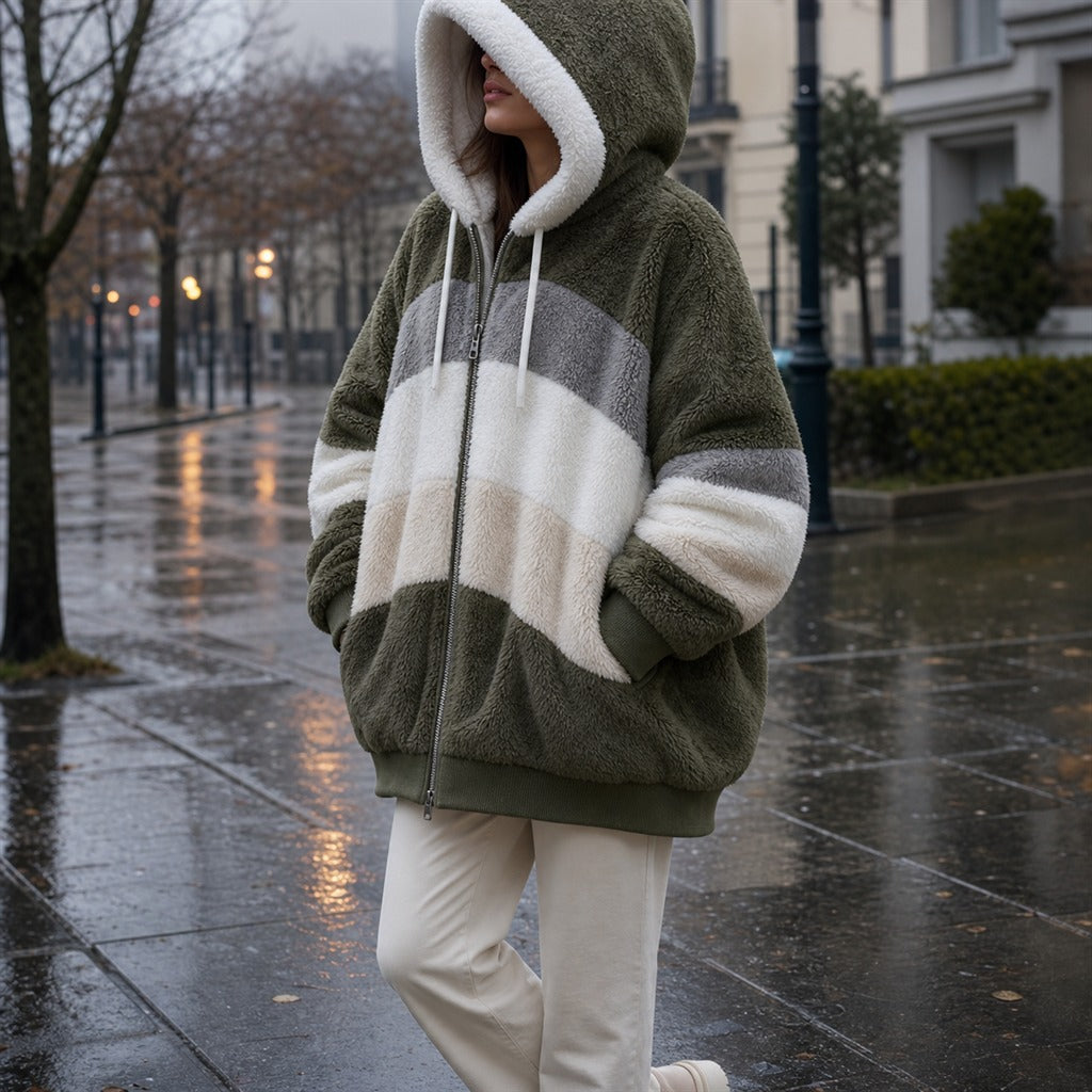Veste Oversize Femme Peluche à Capuche Hiver 10