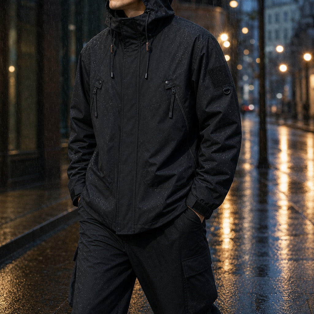 Veste Bomber Homme Softshell Imperméable à Capuche 8