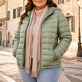 Doudoune Puffer Femme Grande Taille Vert Pois