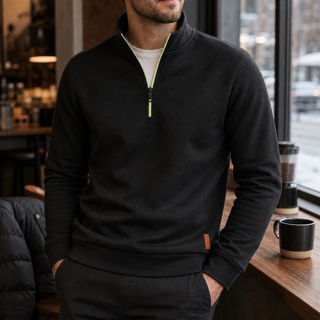 Sweat Homme Demi-Zip Col Montant Streetwear 8