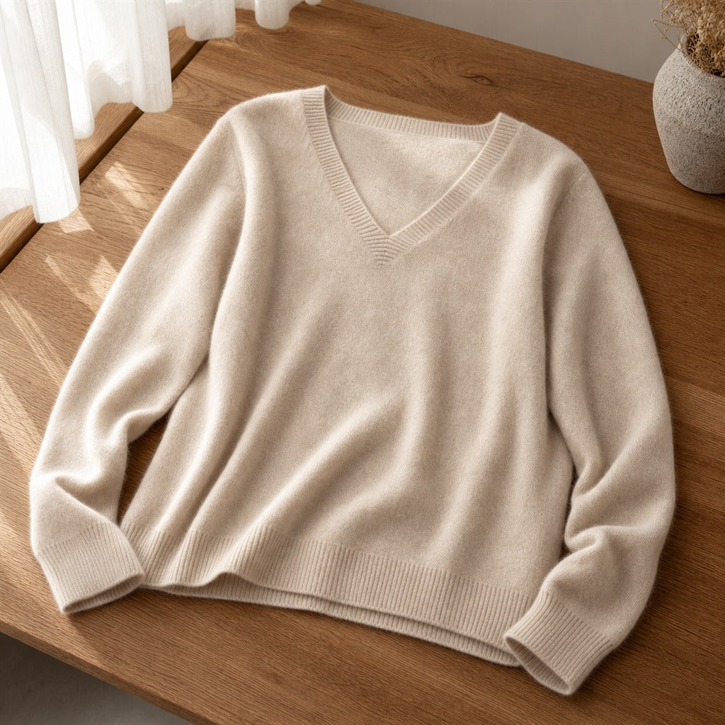Pull Femme Cachemire Col V Dentelle Hiver 1