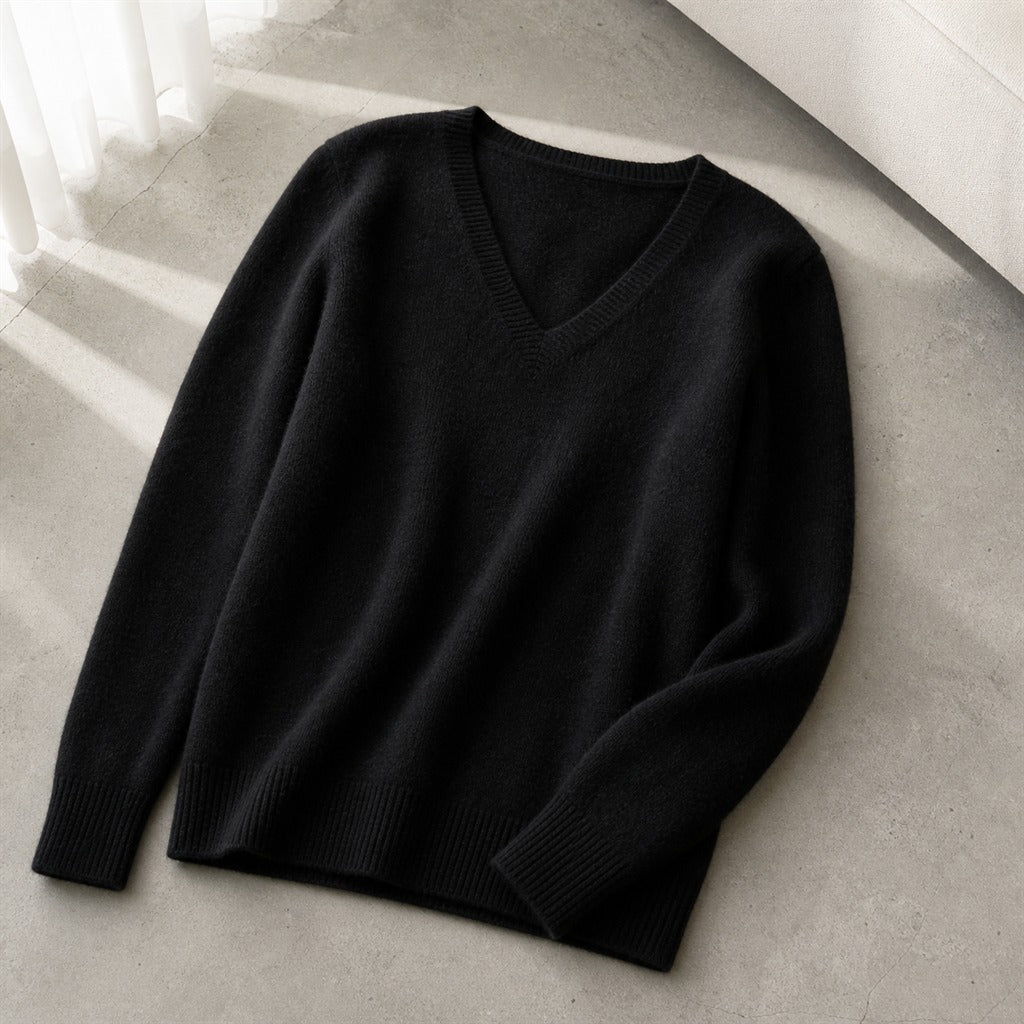Pull Femme Cachemire Col V Dentelle Hiver 3