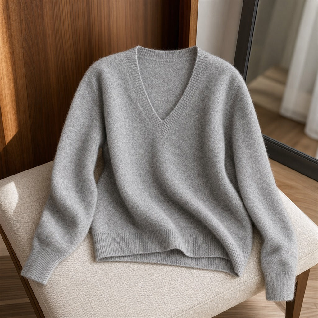 Pull Femme Cachemire Col V Dentelle Hiver 4