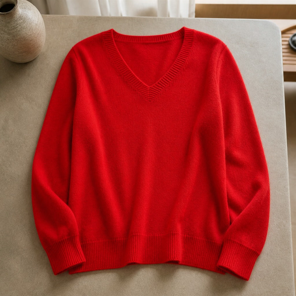 Pull Femme Cachemire Col V Dentelle Hiver 6