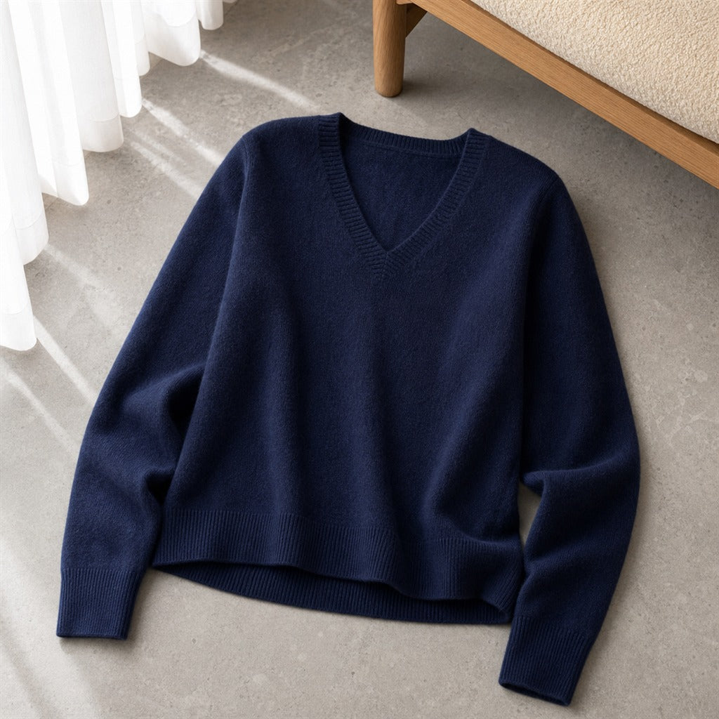 Pull Femme Cachemire Col V Dentelle Hiver 7