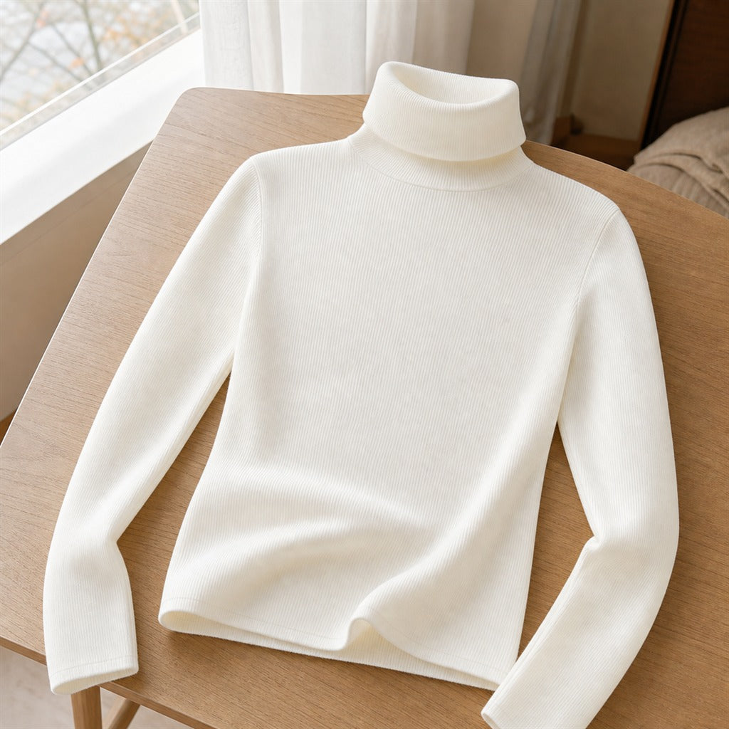Pull Femme Col Montant Basique Couleur Unie Hiver 1