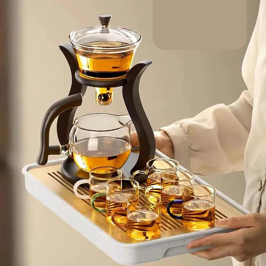 Service à thé en verre rotatif automatique