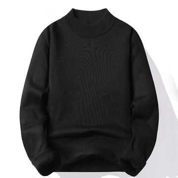 Pull Homme Col Montant Mock Neck - Tricot Uni Casual Pull-over Manches Longues pour Automne et Hiver