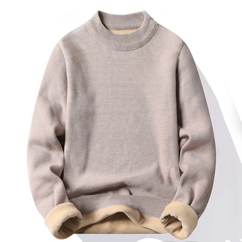 pull-homme-col-montant-mock-neck-tricot-uni-casual-pull-over-manches-longues-pour-automne-et-hiver - 2