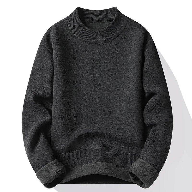 pull-homme-col-montant-mock-neck-tricot-uni-casual-pull-over-manches-longues-pour-automne-et-hiver - 4