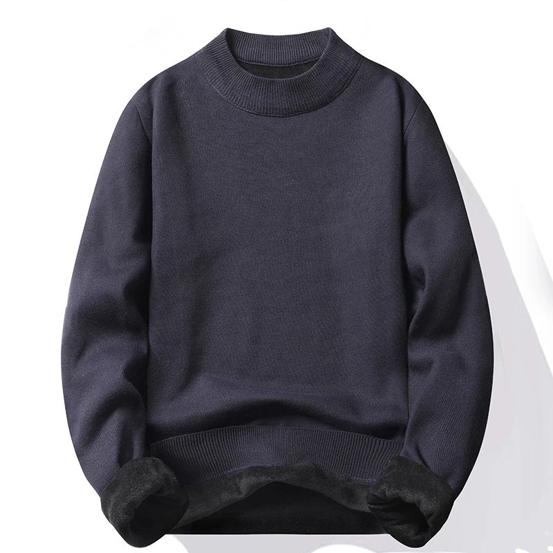 pull-homme-col-montant-mock-neck-tricot-uni-casual-pull-over-manches-longues-pour-automne-et-hiver - 5