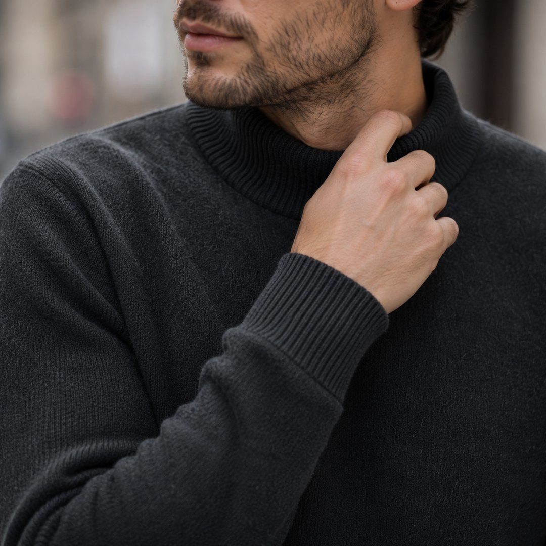 pull-homme-col-montant-mock-neck-tricot-uni-casual-pull-over-manches-longues-pour-automne-et-hiver - 10