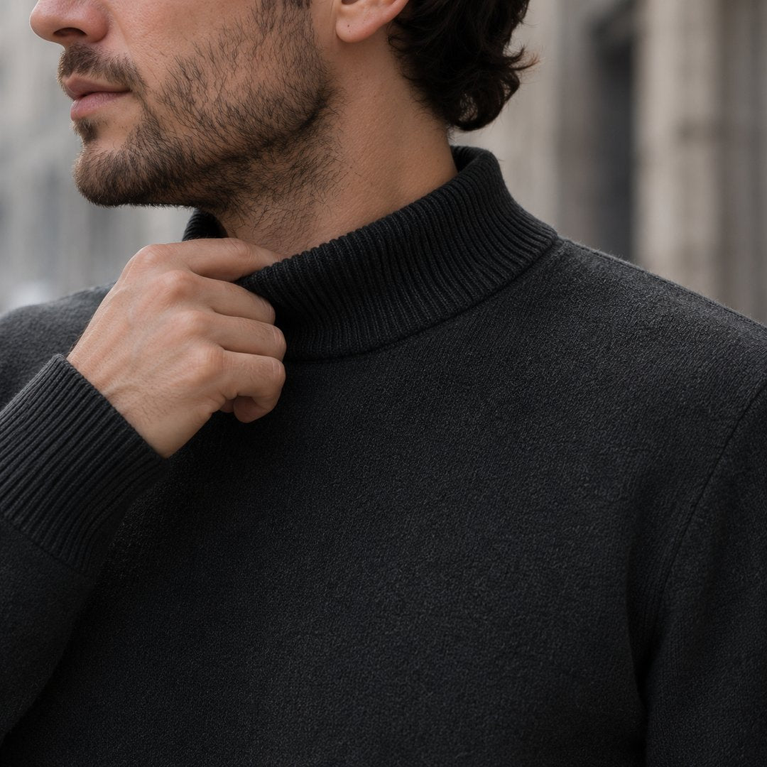 pull-homme-col-montant-mock-neck-tricot-uni-casual-pull-over-manches-longues-pour-automne-et-hiver - 15
